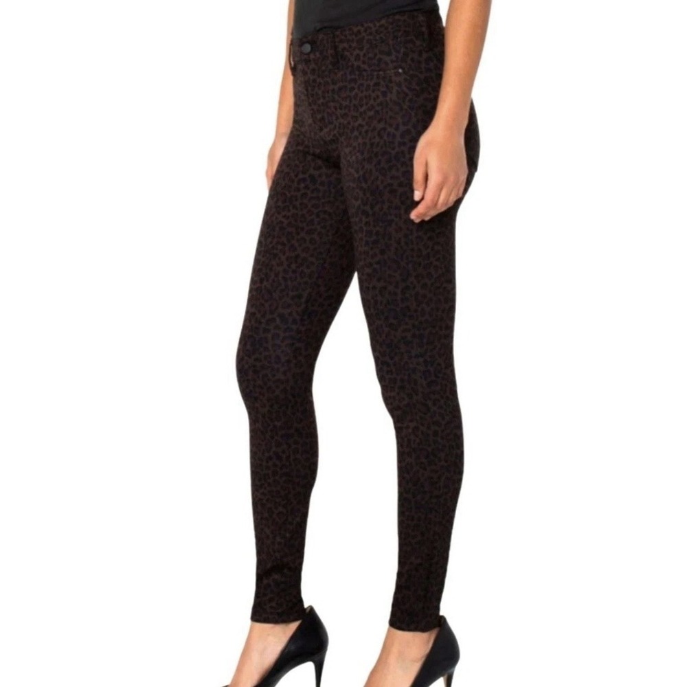 Liverpool pant black cheetah Madonna skinny leopard print Size 8/29